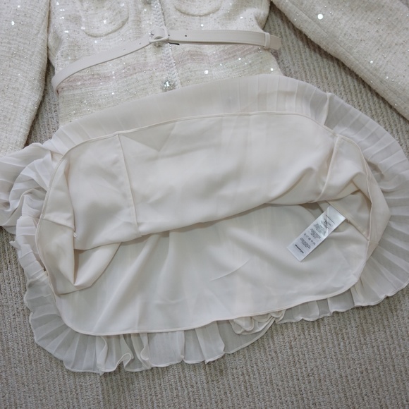 Self-Portrait CREAM SEQUIN BOUCLE TAILORED MINI DRESS - Picture 8 of 10